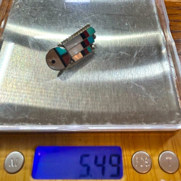 RARE Vintage Zuni Signed Julie O Lahi Inlay Sun Face Pendant Brooch Sterling 925 - Picture 7 of 7